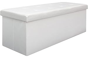 DuneDesign Panca pieghevole 110 x 38 x 38 cm – XXL – 2 pareti divisorie, poggiapiedi, effetto lino