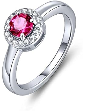 YL Jewelry Damen Ring 925 Sterlingsilber 5mm Rund erstellt Rubin Promise Ring Schmuck