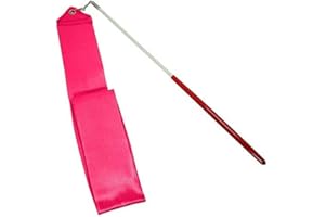 HOMEBT 2M Pieces Dance Ribbons Streamers Rhythmic Gymnastics Ribbon Wands for Kids Artistic Dancing, Baton Twirling Rose Red