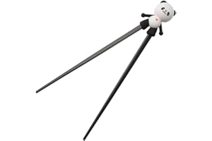 Jorzer Panda Baguettes Mignonnes Baguettes réutilisables en Plastique et Silicone avec Guide de Silicone Vaisselle Chinoise Connecteur de Formation pour bébés Enfants 1Pair Noir Uni