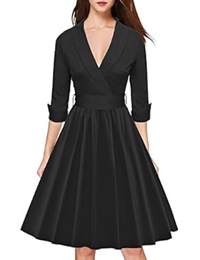 LUOUSE Damen Vintage 1950er Garten Blumendruck Kleid