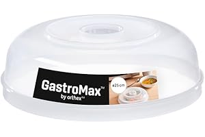 GastroMax Clear Microwave Cover for Food 25cm Wide w/Air Vent - BPA Free Plastic Food Safe Microwave Oven Plate Cover - Dishwasher Safe Microwave Food Cover Max 100 Degrees Celsius Heat Resistance