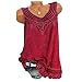 Produktbild WWricotta Women O-Neck Sleeveless Pure Color Lace Plus Size Vest Tops Loose T-Shirt Blouse(rot,XL)
