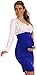 Happy Mama Women's Maternity Bodycon Ruched Dress Fits Bigger Busts Ladies 885p (White / Royal Blue, 12)