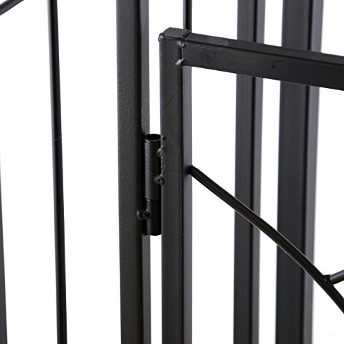 Nexos Rosenbogen Torbogen Rankhilfe Pergola Spalier für Rosen Blumen Garten Terrasse mit Tür Tor Kleeblatt-Design aus Metall 212 cm schwarz - 4