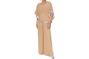 Tomwell Ensemble Femme 2 Pièces Pantalons Costume De Soirée Taille Haute Costume en Tulle Elegant Outfits Suit Ensemble Couleur Unie V Cou Ourlet Irrégulier Casual Set