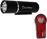 Black Widow Alloy Cased NightRider Front and Rear Bike Light Set - Alloy cased 3 Watt Front Light with 3 LED Rear Light