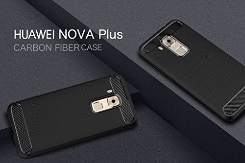 Funda Huawei Nova PLUS  XiDe Carcasa Ultra Delgado Ligero Silicona con Anti-Ara  azos Espalda Carcasa Fibra de Carbono Funda para Huawei Nova PLUS - Negro
