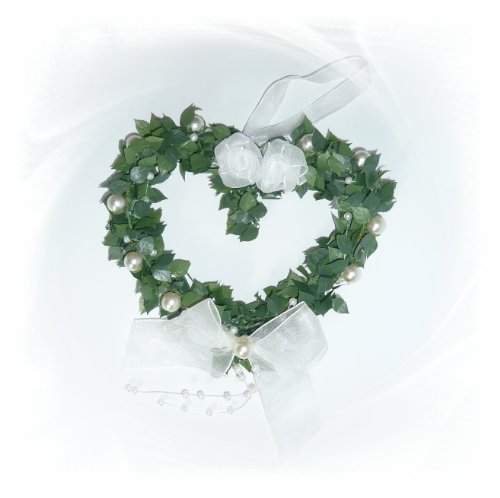 Buchsbaumkranz in Herzform Türkranz Fensterkranz für die festliche Dekoration von Hochzeit Kommunion Firmung Taufe oder andere besondere Anlässe - 4