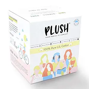 Plush Perfect Period Kit | 14 Rash-free Natural Sanitary Pads for Women - 8 Light Flow Pads, 6 Heavy Flow Pads, 5 Intimate Wipes, 2 Liners | Vegan & Paraben Free | For Normal-Sensitive Skin (Pack of 1)