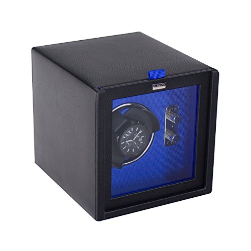 Dulwich Designs mens accessories | black & blue single watch winder rotator