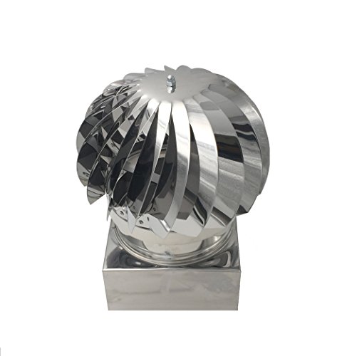 Extracteur de fumées rotatif éolien en inox AISI304 base carrée, chapeau de cheminée, toutes dimensions (27x27 cm)