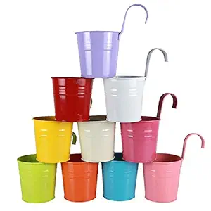 Syga Iron Hanging Planter Pot, Multicolour, 10x8 CM, 10 Pieces