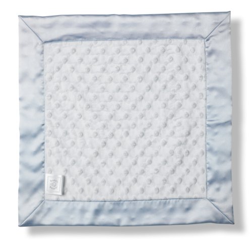 SwaddleDesigns Baby Lovie, Plush Dots Security Blanket with Pastel Blue Satin Trim
