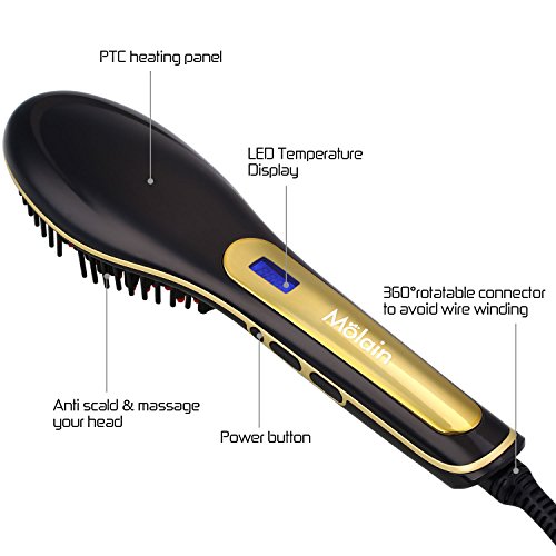 Molain Haarglätter , elektrische Haarbürste  mit Verbrühschutz und  Antistatik( schwarz) - 3