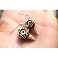 Drumstick Ice Cream Earrings, Ice Cream Earrings, Food Jewelry, Miniature Food, Clay Food, Ice Cream Jewelry, drumstick earrings
