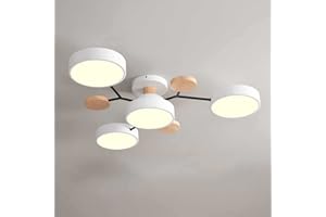 LZH FILTER Araña de Sala de Estar Simple Nórdica, Lámpara de Techo de Modelado Creativo de 84W, Luz de Techo LED Regulable de 7 Cabezales, Iluminación de Pantalla de Acrílico Blanco