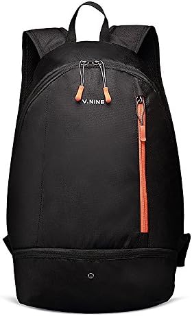 Esilife Sports Backpack, Gym Rucksack, Travel Bag with Shoes Compartment, Lightweight, Waterproof, 20L, Black