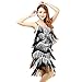 Produktbild Amphia Latein KostüM Damen Bead Sequined Quaste Röcke,Damen Pailletten 1920er Stil Flappers Kleider Troddel Great Gatsby Motto Party Kleider Retro Kostüm Tanzkleid Tangokleid (Weiß, One Size)