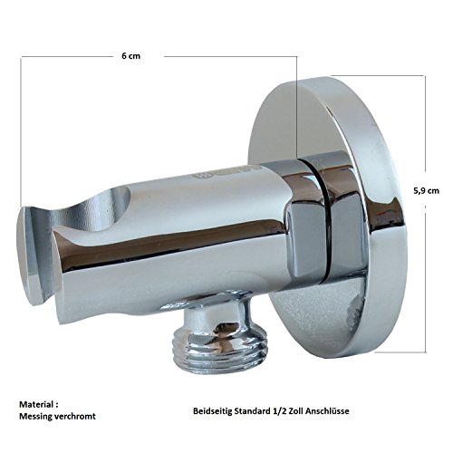 Duschkopf mit Schlauch und Brause-Halter von SANIXA | Duschbrause Set ABS verchromt mit Duschschlauch 150cm Duschsysteme Hand-Brause mit Brauseschlauch und Brausehalter mit Wandnaschlussbogen Brausegarnitur Duschset | Badezimmerausstattung - 3