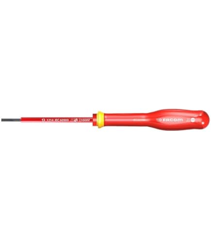 Destornillador Aislado 1000V Boca Vaciada 1,0x5,5x125 Mm - Mango Engomado, Acero Cromo-Vanadio, Norma DIN-ISO