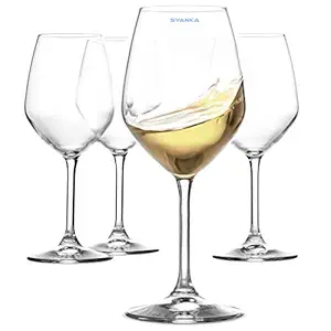 Syanka Premium Wine Glasses Set of 4 Ideal for White Wine Glass, Whisky Glass, Clear, 360 ML