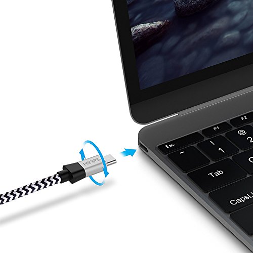 USB C Kabel, Kinps 1m Nylon-Umwickeltes Type-C 3.0 Ladekabel reversibel Connector for New MacBook 12 Inch, ChromeBook Pixel, Nexus 5X, Nexus 6P,and Other USB C Supported Devices. - 3