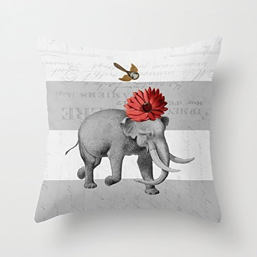 Cute Elephant and Bird Throw Pillow Covers Decorative Teen Girls Bedroom Decor Cushion Covers 18 x 18 for Sofa