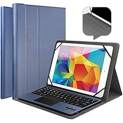 Wasan Funda con Teclado en Español Bluetooth Touchpad QWERTY Batería Recargable, PU Estuche de Piel para Windows Androis Tablet 9.7", 10.1", 10.5"