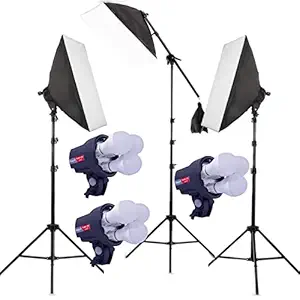 OCTOVA Simpex PRO HD LED 3 TRILITE Photo & Video Studio Light 3 Point Softbox Lighting Kit, Videography, Portrait, YouTube Shooting, Film Making, Product Photography Continuous Key Fill and Rim Back