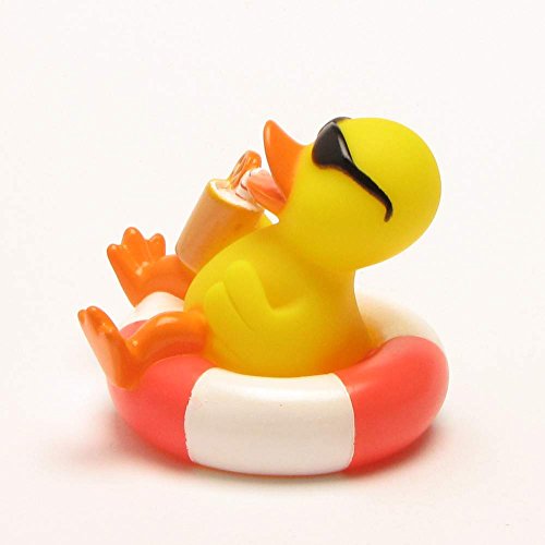 Badeente im Schwimmreif | Quietscheente | Duckshop | L: 8 cm - 4