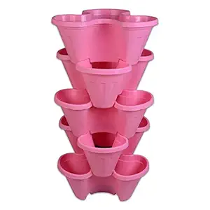 POTS4NATURE Plastic Pot/Planter, Light Pink, 5 Pieces