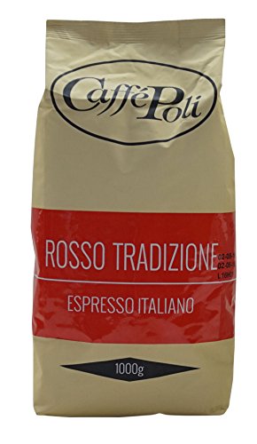 Caffè Poli Rosso Tradizione Espresso Italiano | Italienische Espressobohnen | Ideal für Kaffeevollautomaten, Siebträger und Espressomaschine | Kaffee-Bohnen aus Italien (1 x 1 kg Packung)