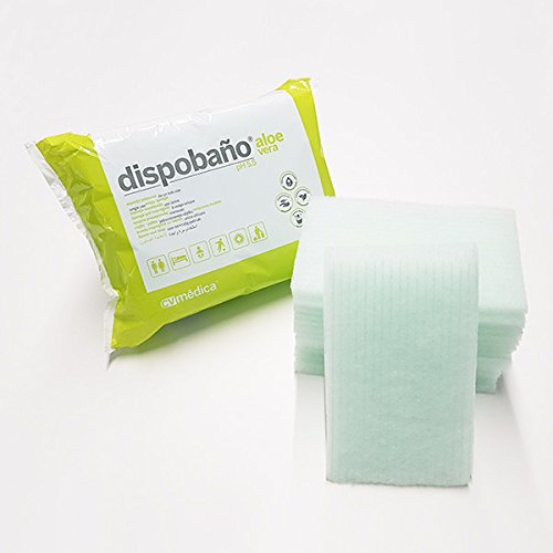 dispobaño spugna saponata monouso per pelli sensibili di Nappa 12 X CM 20 100 grammi 24 PCS con Gel dermatologico con Aloe Vera.