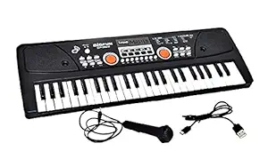 FRABJOUS SALES 49 Key Piano Keyboard with Microphone, Recording, MIC, USB Cable - 16 Tones, 8 Rhythms, 6 Demos and 5 Percussion (Black)