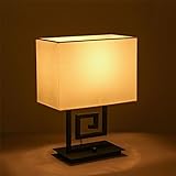XCJjJ New Chinese Fret Cloth Dimmable Bedroom Bedside P Living Room Study Classical Table Lamp