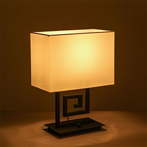 XCJjJ New Chinese Fret Cloth Dimmable Bedroom Bedside P Living Room Study Classical Table Lamp