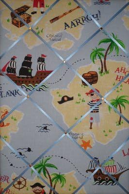 Large Laura Ashley Pirate Treasure Island Hand Crafted Fabric Notice/Pin/Memo/Memory Board