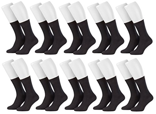 Tobeni 10 Pares de Calcetines para Hombre de Negocios 100% Algodón Punta sin Costuras Color Negro Tamano 43-46