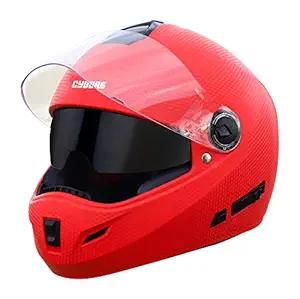 Steelbird Cyborg Double Visor ABS Material Shell Full Face Helmet with Inner Smoke Sun Shield and Outer Clear Visor (Large 600 mm, Dashing Red)