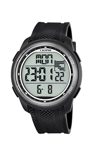 Reloj Digital Unisex con Pantalla Digital LCD con Esfera y Extensible de plástico de Color Negro K5704/8 de Calypso