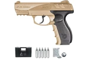 ECOMMUR Pistola de balines gamo gp20 Desert (Color FDE) | Arma de CO2 semiautomática Calibre 4,5mm (de perdigones BB's de Acero y bombonas)