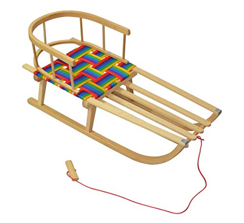 Fkl Trineo De Madera Con Respaldo Y Cojín Trineo Asiento Niños Trineo Trineo Rodeln Cuerda Saco Lana Polar Hs Pol Nicht Zutreffend Ohne Fußsack - 