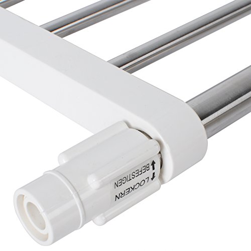 Woltu BZ4111 Teleskop-Garderobensystem Regal, 10 Edelstahl-Stangen, Verstellbar, Ohne Bohren/Schrauben, Ausziehbar, Chrom-Weiß (Länge: 63-95 cm) - 3
