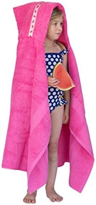 Hooded Owls large hooded towel for children, 1-8yrs, pink with Watermelons trim