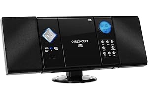 OneConcept V-12 Compact stereo sound system micro sound system MP3-compatible cd player FM/MW radio tuner hi-fi compact stereo systems USB Port MP3 folder hifi system SD Slot AUX Input - Black