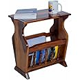 WOODMAZE Solid Sheesham Wood Magazine Rack with Storage for Living Room Office Furniture Wooden Magazine Holder Side End Table Newspaper Rack (Honey Oak Finish)