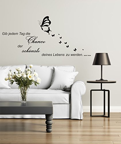 greenluup wandtattoo mark twain zitat gib jedem tag die chance der schönste deines lebens zu werden xl schmetterling - 3