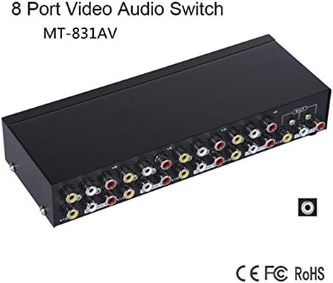 8 Port Video Audio AV Switch Box 8 Input 1 Output, Support Reverse Use 1 Input 8 Output