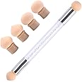 Cosluxe Sponge Nail Art Tool Pen Dual Head Nail Sponge Brush Picking Dotting Gradient Ombre Nail Pen Brush with 4 Replacement Heads